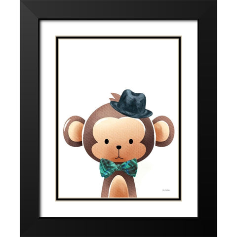 Mr. Monkey Black Modern Wood Framed Art Print with Double Matting by Stellar Design Studio