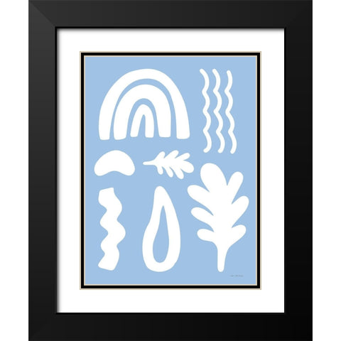 Happy Shapes Black Modern Wood Framed Art Print with Double Matting by Seven Trees Design