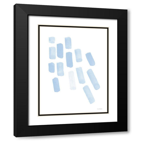 Blue Strokes Black Modern Wood Framed Art Print with Double Matting by Seven Trees Design
