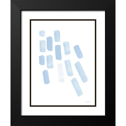 Blue Strokes Black Modern Wood Framed Art Print with Double Matting by Seven Trees Design