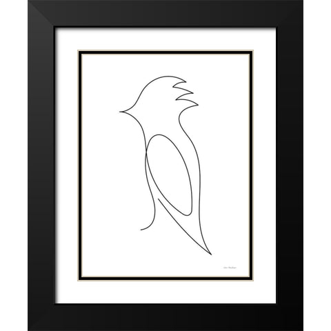 One Line Bird Black Modern Wood Framed Art Print with Double Matting by Seven Trees Design