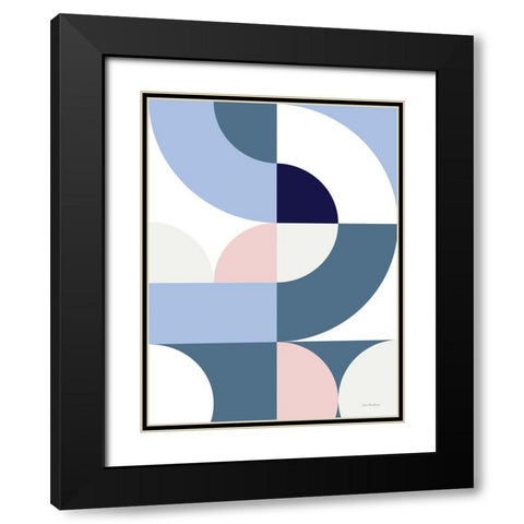 Scandinavian Geometry Black Modern Wood Framed Art Print with Double Matting by Seven Trees Design