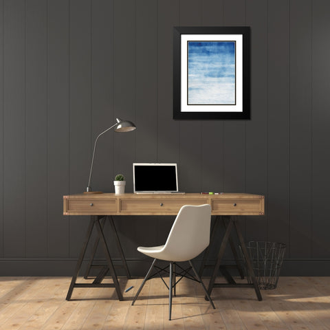 Abstract Blue Black Modern Wood Framed Art Print with Double Matting by Seven Trees Design