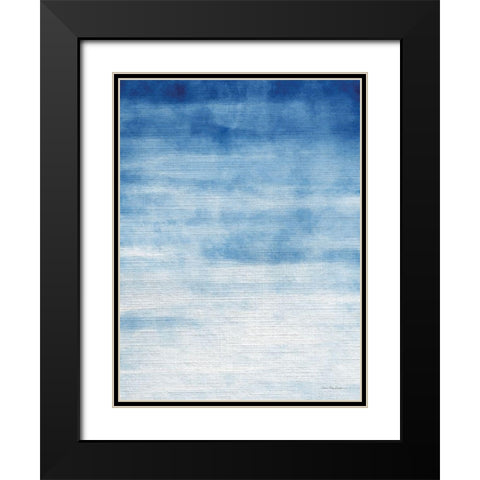 Abstract Blue Black Modern Wood Framed Art Print with Double Matting by Seven Trees Design