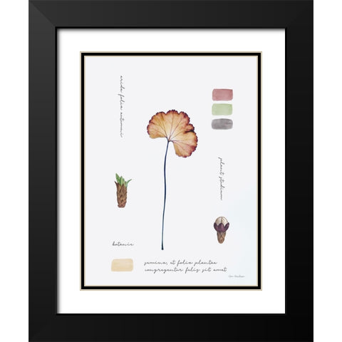 Botanical Notes Black Modern Wood Framed Art Print with Double Matting by Seven Trees Design