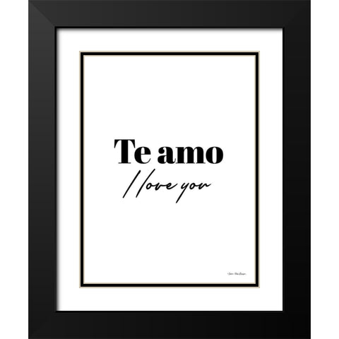 I Love You in Spanish Black Modern Wood Framed Art Print with Double Matting by Seven Trees Design