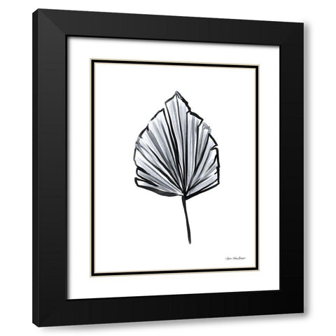 Black Watercolor Leaf Black Modern Wood Framed Art Print with Double Matting by Seven Trees Design