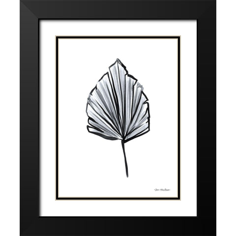 Black Watercolor Leaf Black Modern Wood Framed Art Print with Double Matting by Seven Trees Design