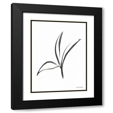 Black Botanical Watercolor Black Modern Wood Framed Art Print with Double Matting by Seven Trees Design