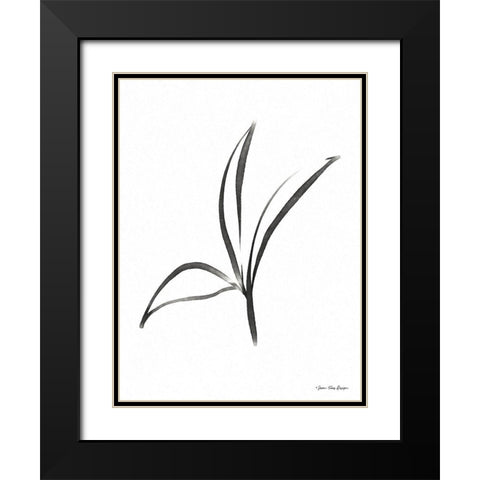 Black Botanical Watercolor Black Modern Wood Framed Art Print with Double Matting by Seven Trees Design