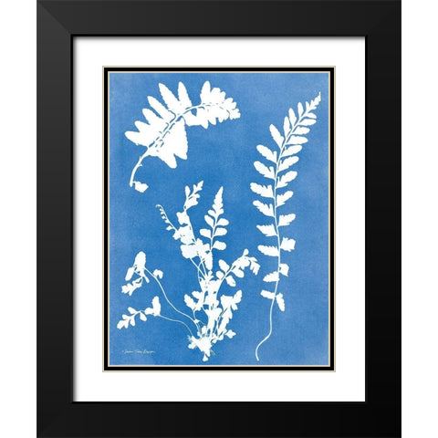 Blue Botanical II Black Modern Wood Framed Art Print with Double Matting by Seven Trees Design
