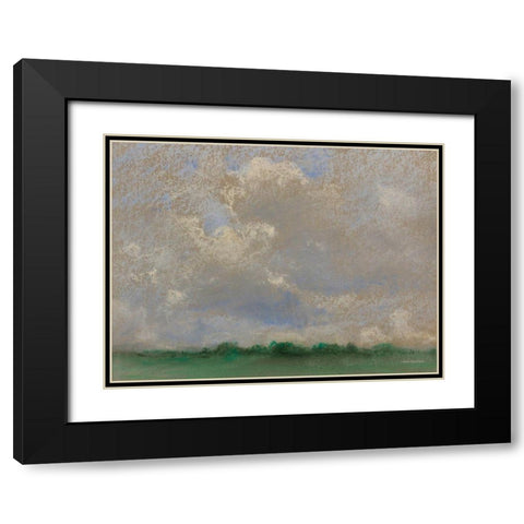 The Abstract Horizon Black Modern Wood Framed Art Print with Double Matting by Seven Trees Design