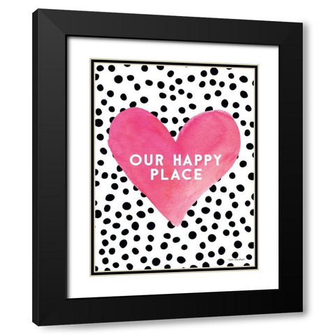 Our Happy Place Black Modern Wood Framed Art Print with Double Matting by Seven Trees Design
