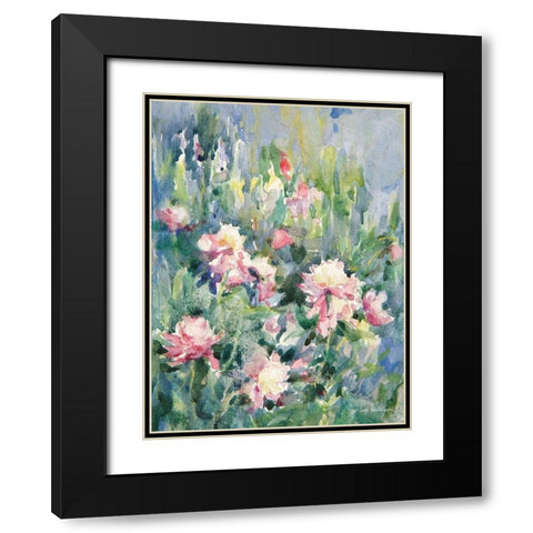 Watercolor Garden of Roses Black Modern Wood Framed Art Print with Double Matting by Seven Trees Design
