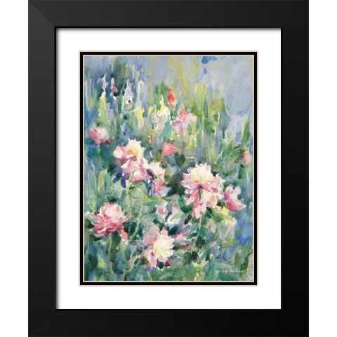 Watercolor Garden of Roses Black Modern Wood Framed Art Print with Double Matting by Seven Trees Design