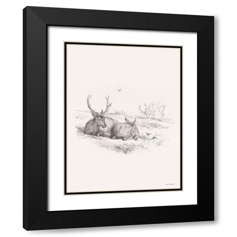 Reindeer Chilling    Black Modern Wood Framed Art Print with Double Matting by Seven Trees Design