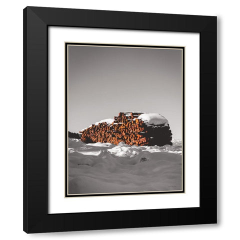 Logs in Snow    Black Modern Wood Framed Art Print with Double Matting by Seven Trees Design