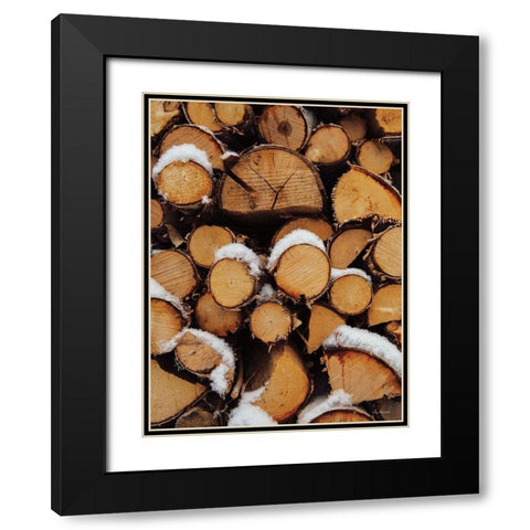 Wood Pile    Black Modern Wood Framed Art Print with Double Matting by Seven Trees Design