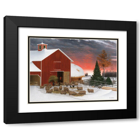 Snowy Farm    Black Modern Wood Framed Art Print with Double Matting by Seven Trees Design