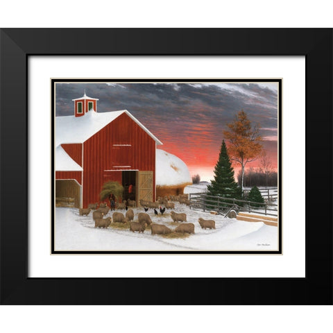 Snowy Farm    Black Modern Wood Framed Art Print with Double Matting by Seven Trees Design