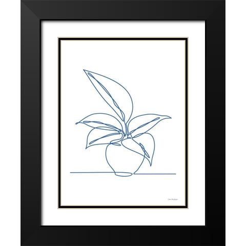 One Line Plant I Black Modern Wood Framed Art Print with Double Matting by Seven Trees Design