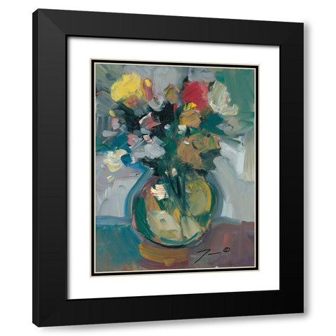 Glass Vase Black Modern Wood Framed Art Print with Double Matting by Trujillo, Jose