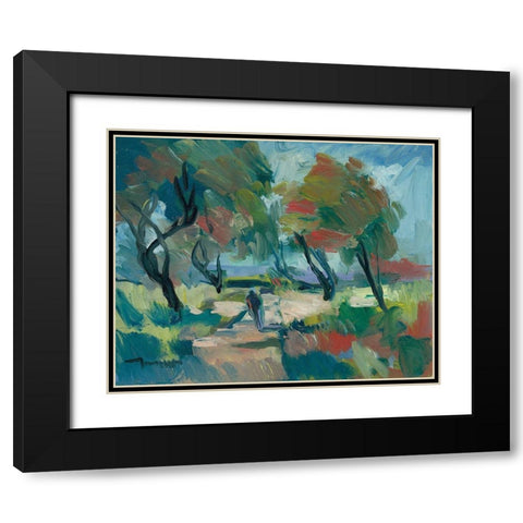 Early Walk Black Modern Wood Framed Art Print with Double Matting by Trujillo, Jose