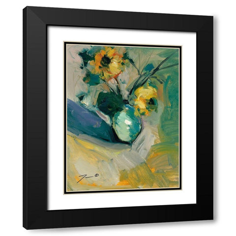 Sunflowers Black Modern Wood Framed Art Print with Double Matting by Trujillo, Jose