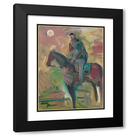 Desert Horseman Black Modern Wood Framed Art Print with Double Matting by Trujillo, Jose