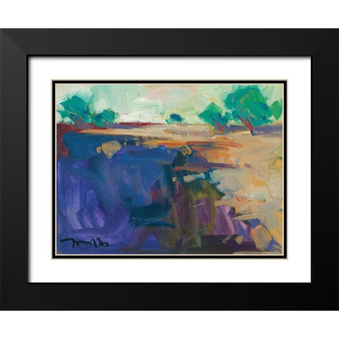 Abstract Landscape Black Modern Wood Framed Art Print with Double Matting by Trujillo, Jose