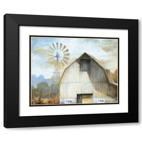 Barn Country Black Modern Wood Framed Art Print with Double Matting by White Ladder