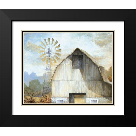 Barn Country Black Modern Wood Framed Art Print with Double Matting by White Ladder