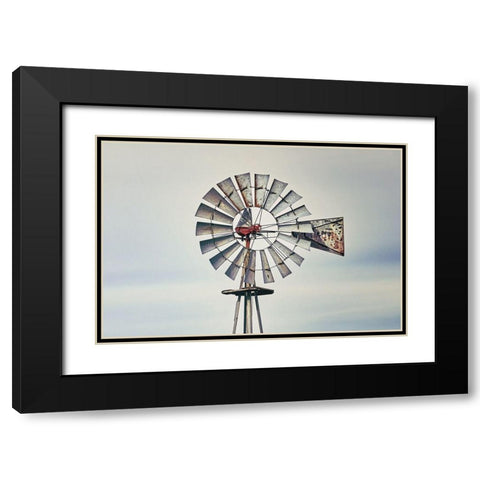 Windmill Close-Up Black Modern Wood Framed Art Print with Double Matting by White Ladder