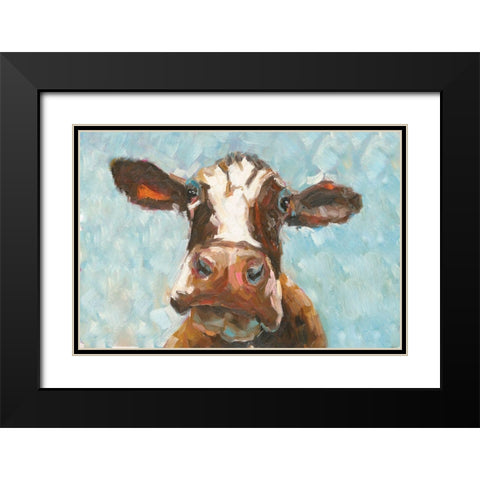 How Now Brown Cow Black Modern Wood Framed Art Print with Double Matting by White Ladder