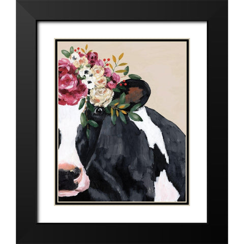 Bestie with her Flowers Black Modern Wood Framed Art Print with Double Matting by White Ladder