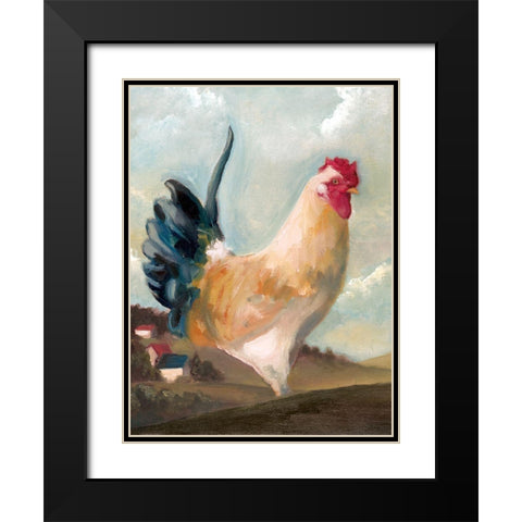 Hillside Rooster I Black Modern Wood Framed Art Print with Double Matting by White Ladder