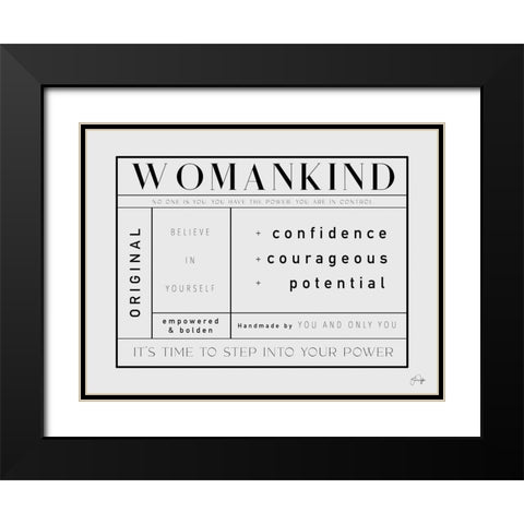 Womankind Black Modern Wood Framed Art Print with Double Matting by Yass Naffas Designs