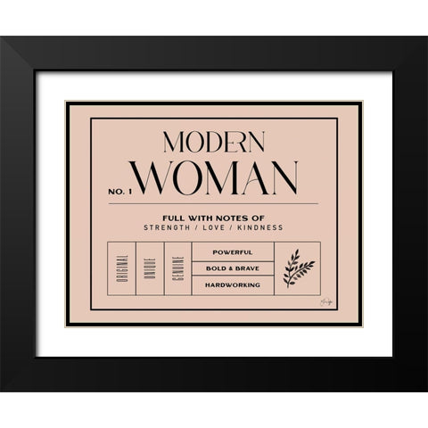 Modern Woman Black Modern Wood Framed Art Print with Double Matting by Yass Naffas Designs