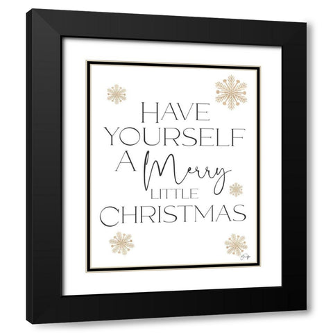 Merry Little Christmas Black Modern Wood Framed Art Print with Double Matting by Yass Naffas Designs