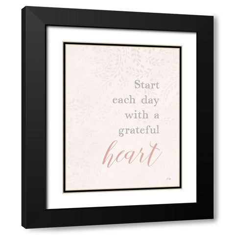Grateful Heart Black Modern Wood Framed Art Print with Double Matting by Yass Naffas Designs