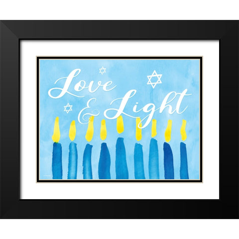 Love And Light Hanukkah Candles Black Modern Wood Framed Art Print with Double Matting by Yass Naffas Designs