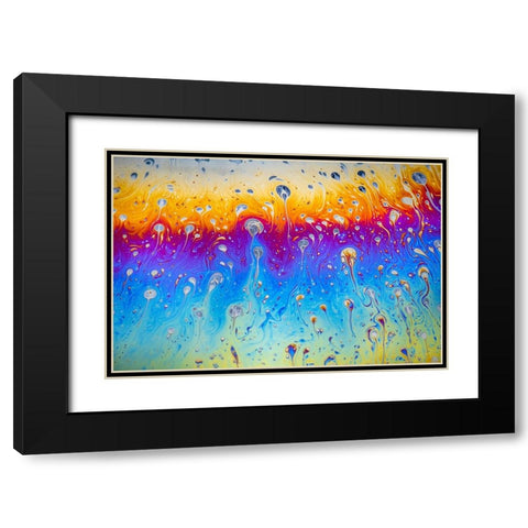 Abstract pattern of refracted light in soap bubble Black Modern Wood Framed Art Print with Double Matting by Jones, Adam