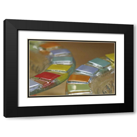 USA Colorful hand-made dish made of fused glass Black Modern Wood Framed Art Print with Double Matting by Terrill, Steve