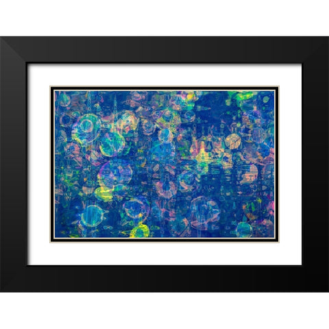 Abstract Blue Circles Black Modern Wood Framed Art Print with Double Matting by Engelbrecht, Lisa S.