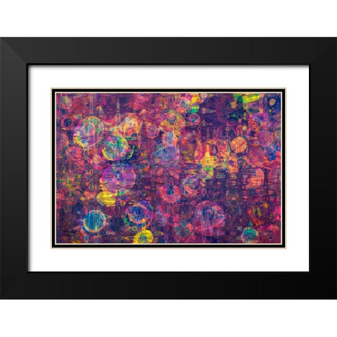 Abstract Purple Circles Black Modern Wood Framed Art Print with Double Matting by Engelbrecht, Lisa S.