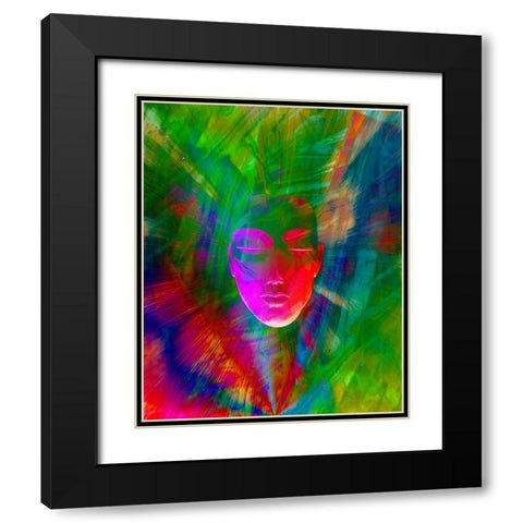 Abstract of meditating human face Black Modern Wood Framed Art Print with Double Matting by Zuckerman, Jim