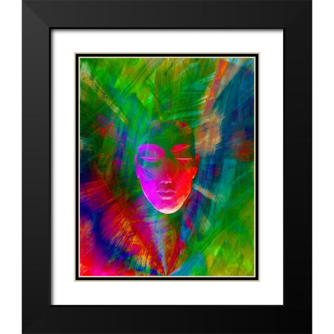 Abstract of meditating human face Black Modern Wood Framed Art Print with Double Matting by Zuckerman, Jim