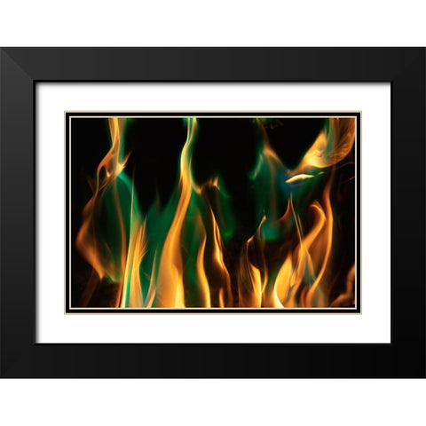 Colorful flames Black Modern Wood Framed Art Print with Double Matting by Herbig, David