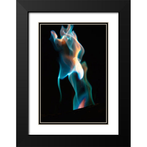 Colorful flames Black Modern Wood Framed Art Print with Double Matting by Herbig, David
