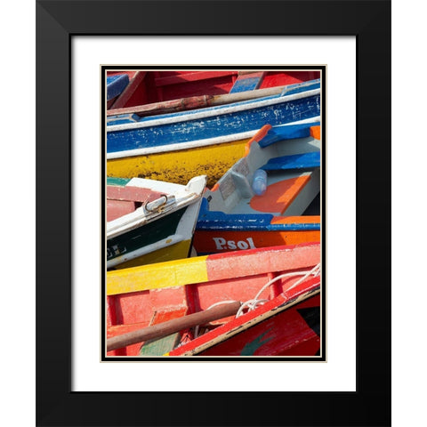 Harbor with traditional colorful fishing boats Town Ponta do Sol-Island Santo Antao-Cape Verde Black Modern Wood Framed Art Print with Double Matting by Zwick, Martin